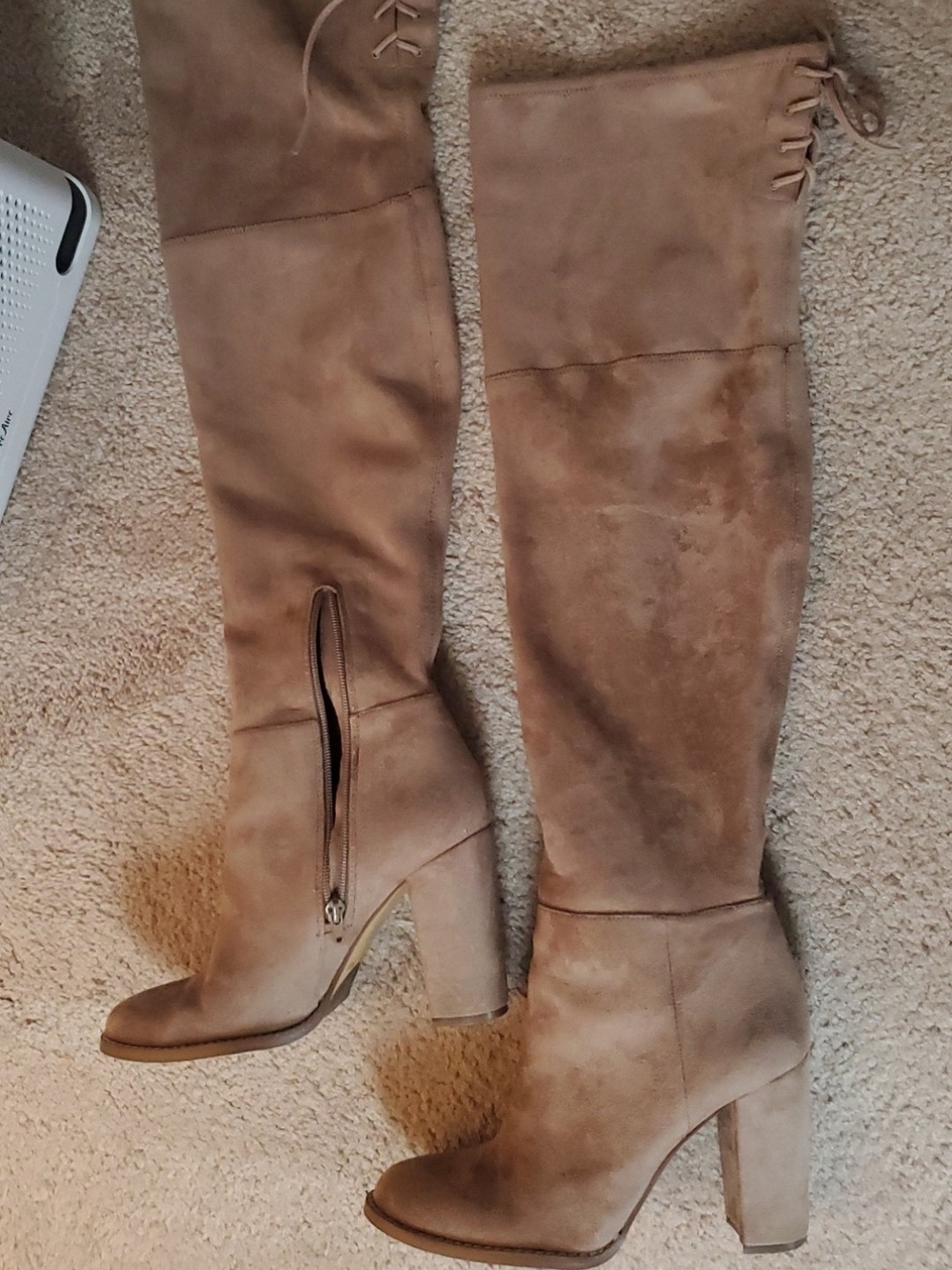Vince Camuto Tan Over-the-Knee Suede Block Heel Boots